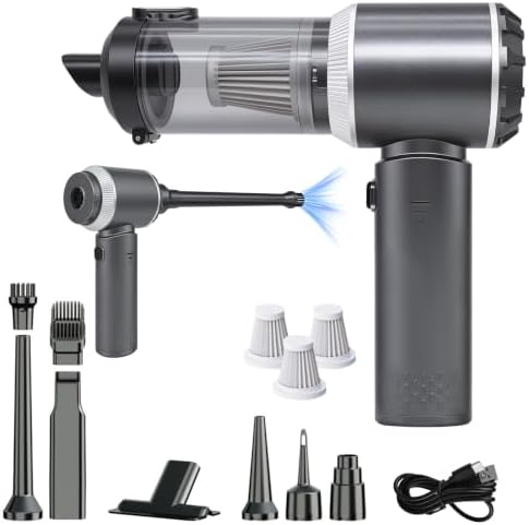 Cordless Portable Handheld Car Vacuum Cleaner, 20000PA High Power Hand Vac with One-Button Empty Dustbin, Multiple Nozzles Included for Car, Home & Office