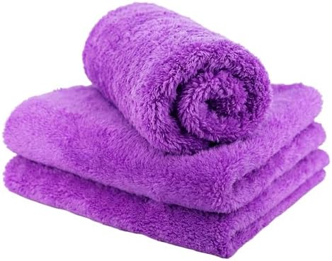 Cleanup Crew Premium Microfiber Towels 3 Pack, 550 GSM Ultra Soft Edgeless Car Cleaning Towels, Scratch-Free Microfiber Cloths for Auto Detailing, Wax Removal, Glass & Interior, Purple