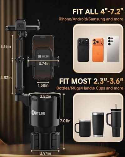 Cup Holder Phone Holder for Car, 2 in 1 Cup Holder Phone Mount
