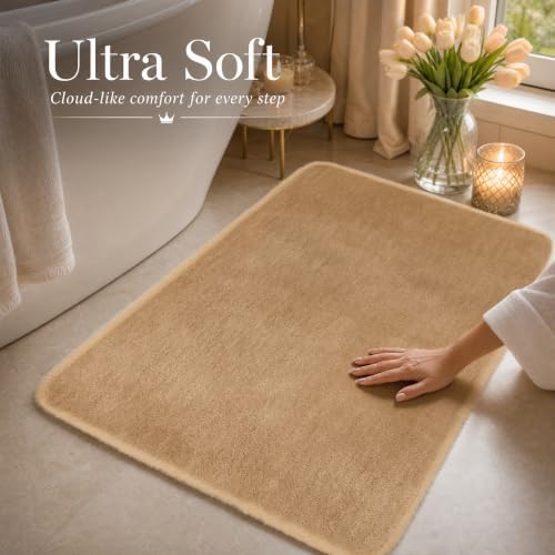 Bathroom Rug 20x32,Super Absorbent Quick Dry Non Slip Bath Mat,Dark Beige