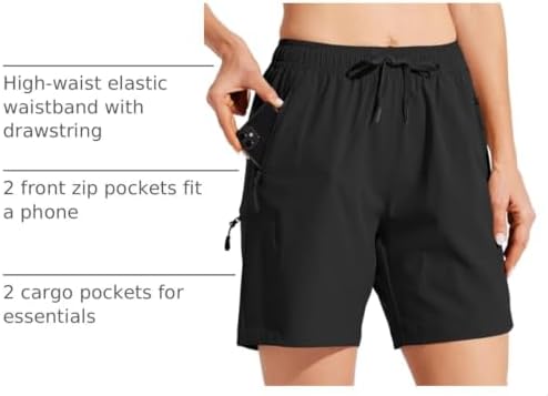 Women's 5''/ 7'' Hiking Cargo Shorts Lightweight Quick Dry Golf Athletic Summer Casual Shorts Zipper Pockets