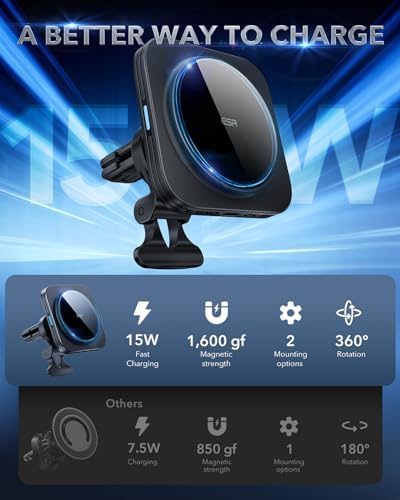 For MagSafe Car Mount Charger for iPhone Duo/18 Pro/17-12, Samsung S26