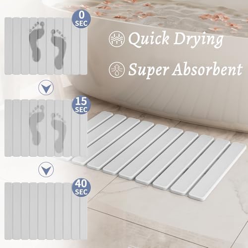 Foldable Stone Bath Mat, Diatomaceous Earth Stone Drying Mats for Bathroom