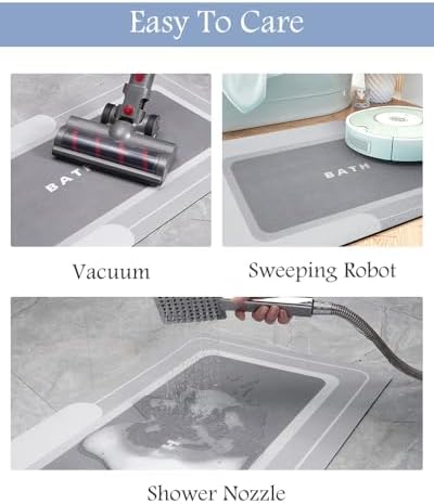 Bath Mat-Bath Mat Rug Non Slip Super Absorbent Stain Resistant Quick Dry Thin Bathroom Rug-Bath Mats for Bathroom Floor Bathtub Vanity-Bathmat Bath Rug Easy Care 17"x35" Grey