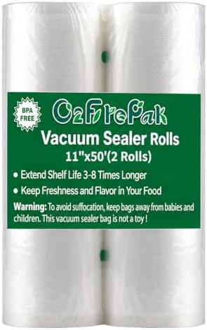 2Pack Vacuum Sealer Bags Rolls 11"x50' for Food Storage