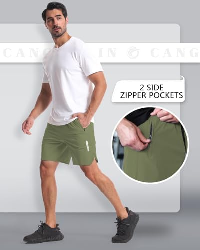 2 Pack Mens Workout Athletic Shorts 7 inch Inseam Quick Dry Hiking Shorts Men Lightweight Sports Gym Shorts Running