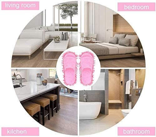 Microfiber Slippers Floor Cleaning Mop Men and Women House Dusting Slippers Floor Cleaning Tool (pink)
