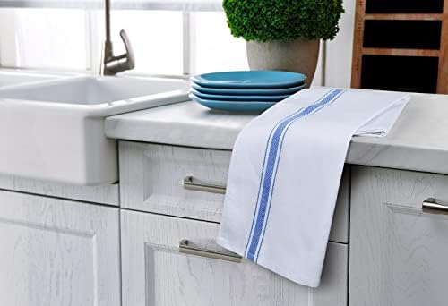 Blue Dish Towels [12 Pack - 15 x 25 in] 100% Ring Spun Cotton