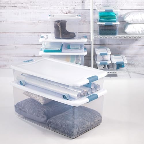Latching Box with Lids for Home and Office, 25 Quart, 6-Pack