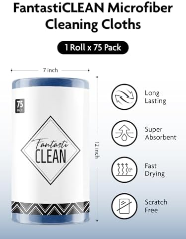 Microfiber Cleaning Cloth Roll-75 Sheets, 12"x12" (Navy Blue)