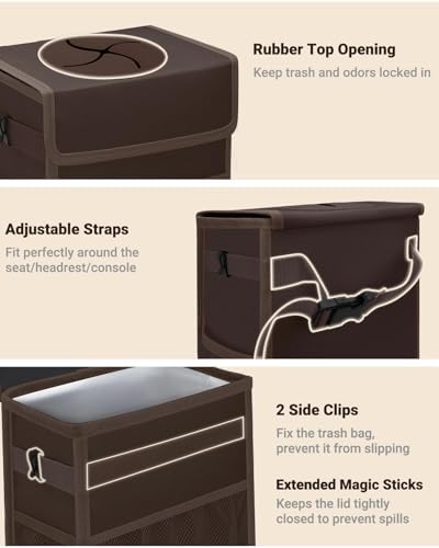 Car Trash Can with Lid, Leakproof Car Garbage Can Car Trash Bag