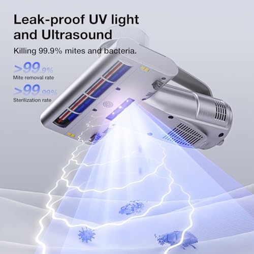 WB81 Mattress Vacuum Cleaner, Upgraded Roller Brush, Smart Dust Sensor LED, UV Light and Ultrasound, PTC Heating, Best for Pet Hair and Anti-allergen (WB81, 2025 New Model)