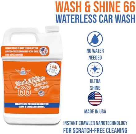 Premium WATERLESS Car Wash with Ultra Car Shine Effect California Wash&Shine 66 | Powerful Car Wash Soap for All Surfaces | Scratch-Free & Biodegradable Car Cleaner | 1 GAL