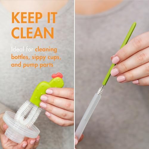 Cacti Bottle Cleaning Brush Set - Includes Bottle Brush, Nipple Brush, Detail Brush, and Straw Brush - Baby Bottle Brush Set for Bottle Drying Rack - Baby Essentials - 4 Count