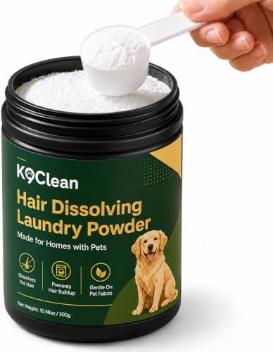 K9 Clean Pet Hair Dissolver, Hair Dissolver for Washing Machine, Enzyme Laundry Powder for Dog and Cat Coat, Helps Release Embedded Fur from Bedding, Clothes and Blankets, 10.58 oz