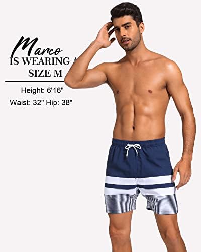 Mens Swim Trunks with Compression Liner 2 in 1 Quick Dry Bathing Suit Beach Shorts with Zipper Pockets