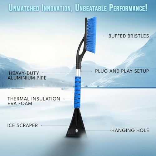 27" 2 in 1 Ice Scraper for Car Windshield and Car Snow Brush 2 Pack