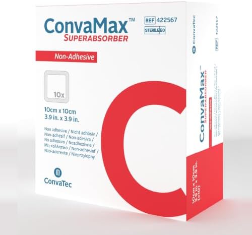 ConvaMax 4"x4" Super Absorbent Wound Dressing, Non-Adhesive, 10 Ct Box