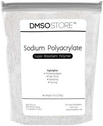 Sodium Polyacrylate 5 lbs. Super water Absorbent Polymer for making instant fake snow cleaning spills, as a thickening agent and ice packs. Abosrbs over 1000 times its own weight with water.