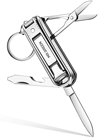 MR.GREEN Multifunctional Nail Clippers Stainless Steel Six Functions Nail Cutter Nail Files Small Knife Scissors (Large)