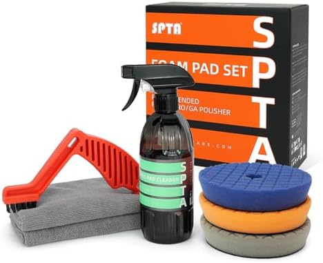 SPTA PRO Buffing Polishing Pads, 3Pcs 5.5 Inch Face for 5 Inch Backing Plate, Cutting Polishing Pad Kit, Compound Buffing Sponge Pads for Car Buffer Polisher Compounding Polishing and Waxing