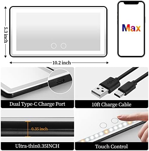 Car Sun Visor Vanity Mirror with Lights, Rechargeable Car Makeup Mirror
