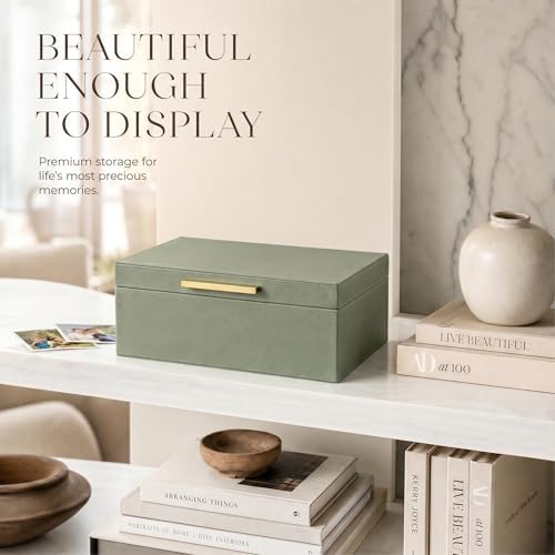 Decorative Photo Storage Box - PU Leather Organizer for 1200 4x6 Photos