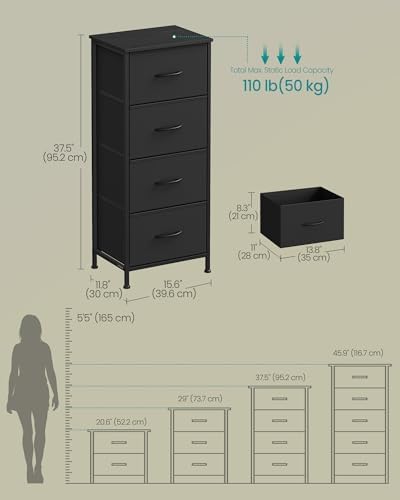 Dresser for Bedroom, Tall Dresser with 4 Fabric Drawers