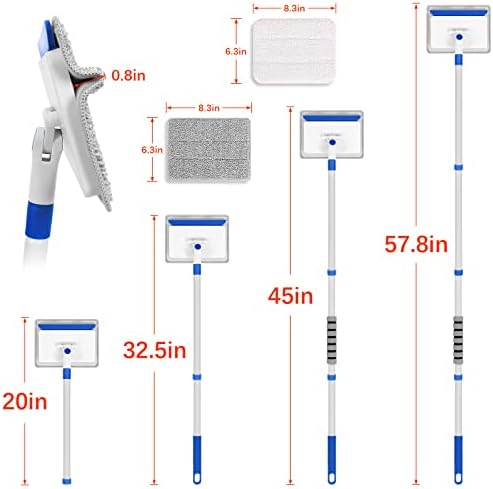 Baseboard Cleaner Tool with Handle, Wall Cleaner with Extendable Long Handle,Door Frame Cleaning Tool Including 4 Reusable Cleaning Pads. Quick Clean Baseboard Cleaning, Ceiling and Wall.