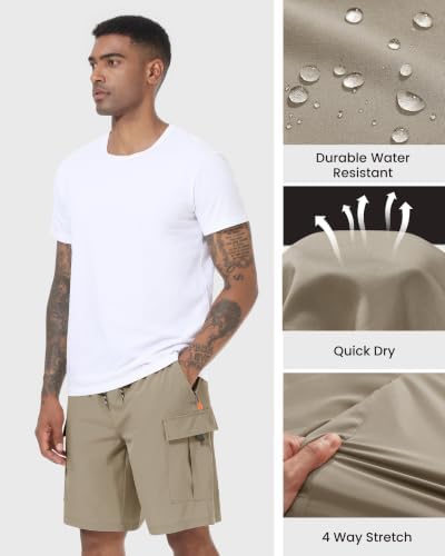 Men's Cargo Shorts Quick Dry Lightweight Stretch Hiking Shorts for Men with 5 Pockets No Lining