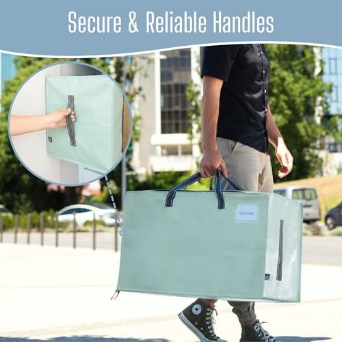 10 Pack Extra Large Heavy Duty Moving Bags with Wide Opening & Reinforced Handles, Reusable Storage Tote Bags with Strong Zippers for Clothes, College Dorm Essentials & Moving Supplies