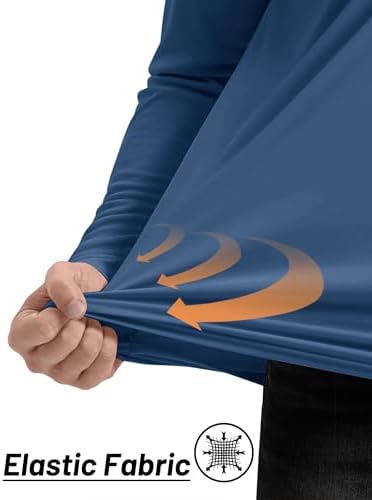 Men's Long Sleeve Athletic Shirts 1/4 Pullover Zip Sun Protection Rash Guard UPF 50+ Outdoor Running T-Shirts