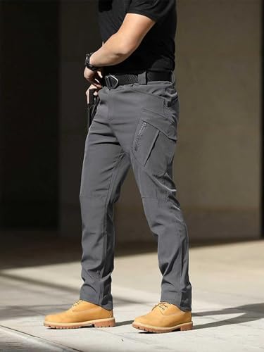 Men's Water Resistant Tactical Cargo Pants Multi-Pocket(No Belt)