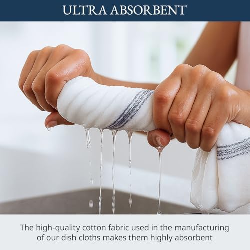 Dish Towels for Drying Dishes 100% Cotton Absorbent 12 Pack