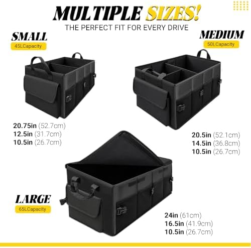 50L Trunk Organizer, Medium Foldable Car Organizer for SUV, Jeep, Sedan