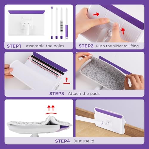 Baseboard Cleaner Tool with 60" Extendable Handle, 5 Reusable Pads
