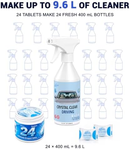 Car Glass Cleaner & Car Interior Cleaner Kit, Up to 324 fl oz,2-in-1