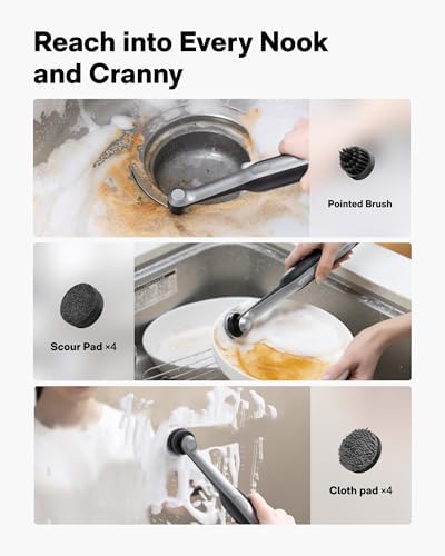 Wand™ Cordless Spin Scrubber, Electric Grout Brush, 12 Brush Heads