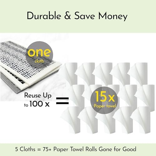 Long 5‑Pack Swedish Dishcloths – Reusable, Cellulose Sponge Dish Cloths for Washing Dishes, Paper Towel Replacement, Plastic-Free Packaging, Super Absorbent