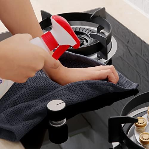 100% Cotton Waffle Weave Kitchen Dish Towels 4-Pack, Dark Grey