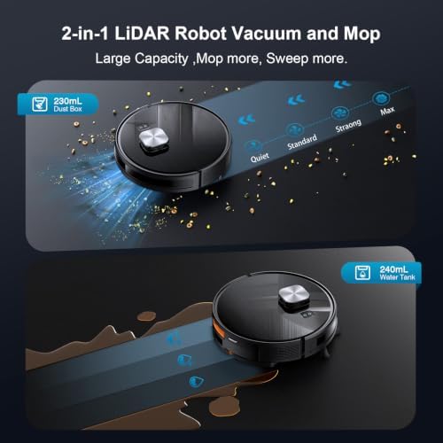 Robot Vacuum,11500Pa Suction,LiDAR Navigation,Self-Emptying,Pet Hair