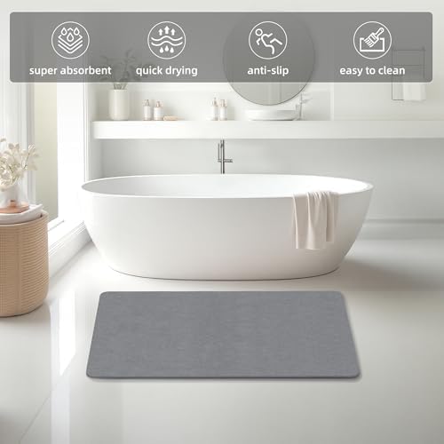 Extra Large Stone Bath Mat, 36''x24'' Stone Shower Mat