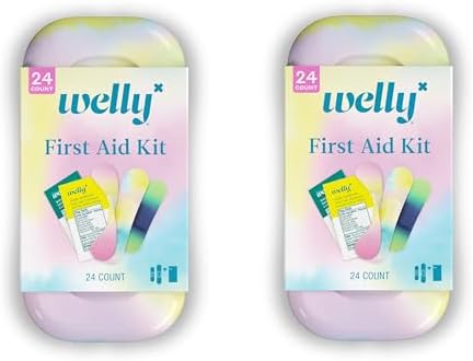 Quick Fix Colorwash, On The Go First Aid Kit, Assorted Bandages, Ointments, and Hand Sanitizer, Tie Dye Patterns, 2 Pack