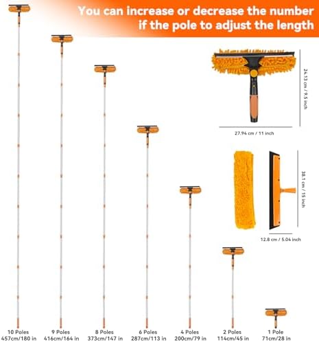 Window Washing Kit with Extension Pole: 3 in 1 Double-Sided Professional