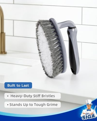 Heavy Duty Scrub Brush with Comfortable Grip for Bathroom Shower