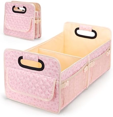 Quilted Floral Car Trunk Organizer for Women SUV Storage Bin