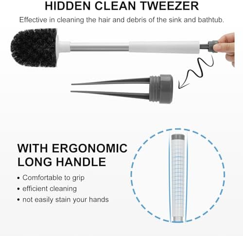 Toilet Brush, Toilet Bowl Brush and Holder, White & Grey, 3 Packs