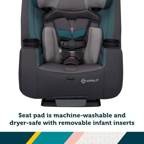 TriMate 3-in-1 Convertible Car Seat, Slim Fit, Infant to Big Kid Car Seat, Easy-Install Harness, Machine-Washable Cover, Dishwasher-Safe Cup Holders, 5-100 lbs, Sharkskin