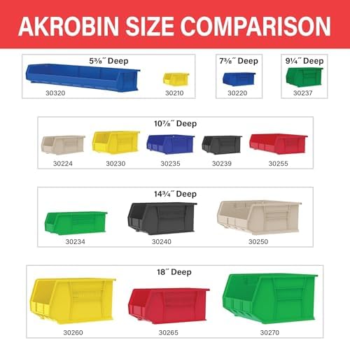 30235 AkroBins Plastic Storage Bins, 11"x11"x5", Black, 6-Pack