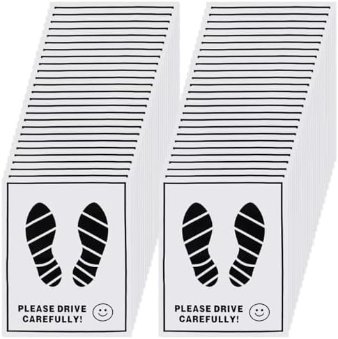 100 Pcs Paper Car Floor Mats - 20"x16" Disposable Auto Floor Pads with Footprint Words | Bulk White Kraft Paper Mats for Car Detailing Supplies, Dealerships & Vehicle Protection